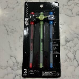 New in Box Yoobi Set of 3 Star Wars Gel Pens Yoda Darth Vader R2D2